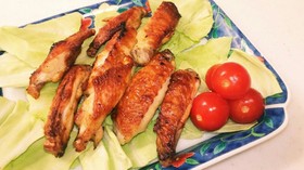 魚焼きグリルで、簡単手羽中カレー風味焼き