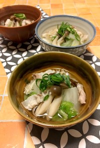 水から煮るキノコ達☆白菜&豚バラ塩スープ