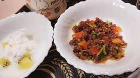 離乳食☆豆苗とトマトのひき肉炒め