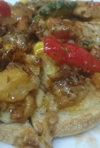 くるみレーズンマフィンのオープンピザ