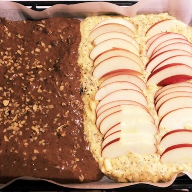 りんごとチョコの天板ケーキ の写真