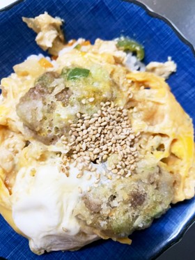 全てレンジ味噌ダレメンチカツとじ丼