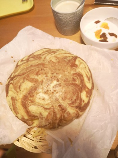 たまごとココアのマーブル蒸しパンの写真