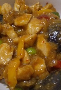 鶏胸肉と冷凍野菜の麻婆風丼