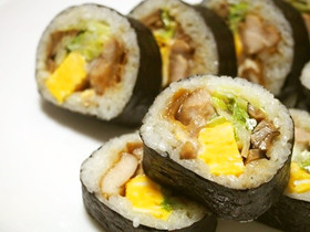 鶏の照り焼き巻き寿司!生姜がきいて美味♪