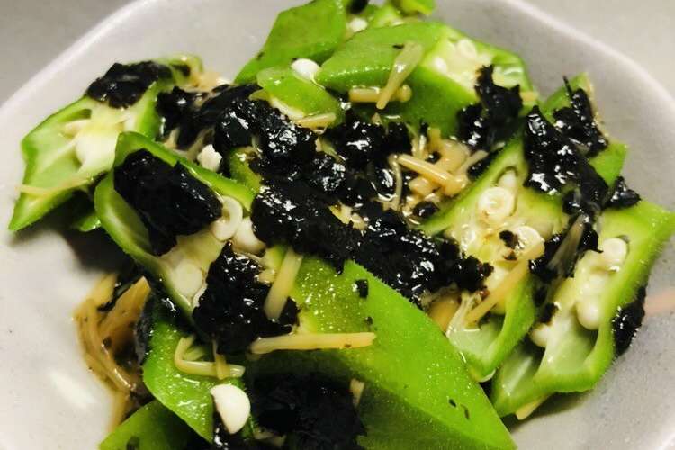 副菜 ダイエットおくらとなめ茸の海苔和え レシピ 作り方 By 流離のお菊 クックパッド
