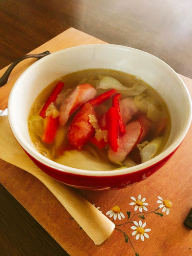 冷凍食品♡野菜スープ（ソーセージ）の写真