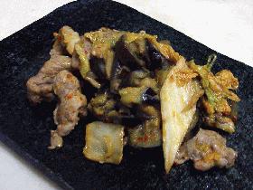 豚と茄子のキムチマヨネーズ炒め
