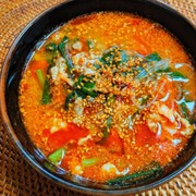 豚ひき肉とニラの坦々春雨スープの写真
