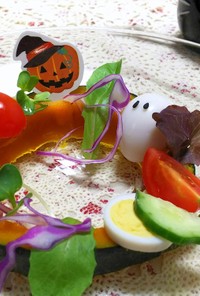 ハロウィン☆輪切りかぼちゃのリースサラダ