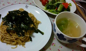海苔の佃煮deクリームパスタ