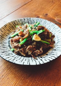 小松菜と牛肉のニンニク炒め❤️