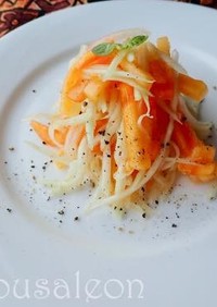 青パパイヤと柿の超簡単サラダ