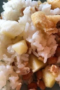 納豆とツナポテトのご飯（油揚げ入り）