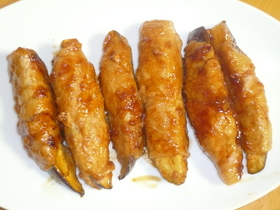 甘辛茄子の豚肉巻き