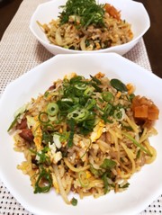 残りご飯のそばめしの写真