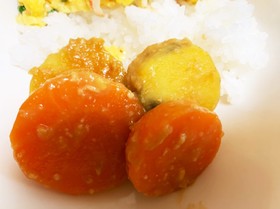 さつまいもとにんじんのみそバター煮