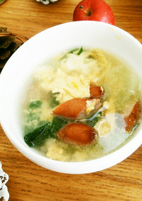 朝食に✿青梗菜とウィンナーの中華風スープ