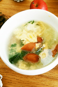 朝食に✿青梗菜とウィンナーの中華風スープ