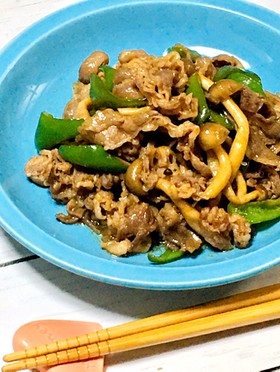 牛肉としめじのオイスターソース炒め