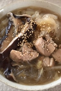 鶏肉と椎茸のとろとろ中華スープ