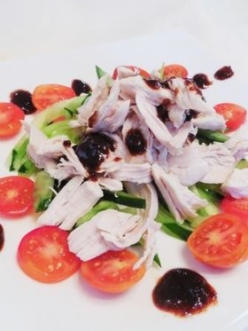 鶏のささ身のサラダ!味噌生姜ドレッシング