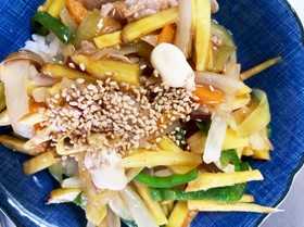 レンジでポークストロガノフ丼