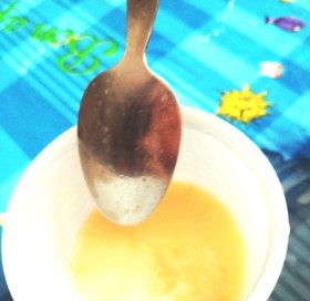 5歳児作、バナナオレンジミルクアイス。