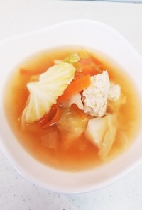 鶏団子の野菜コンソメスープ♡