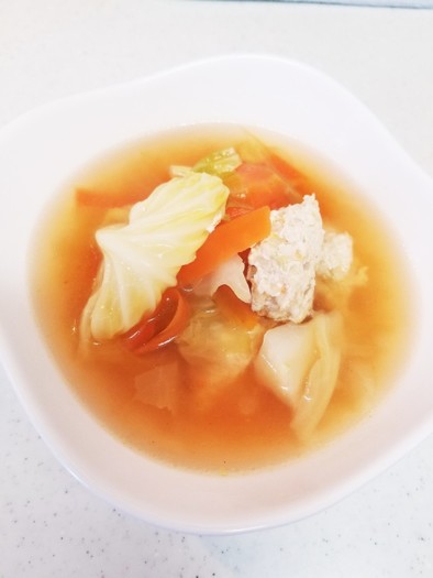 鶏団子の野菜コンソメスープ♡の写真