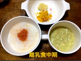 7ヶ月☆トマト粥 野菜と卵のスープ
