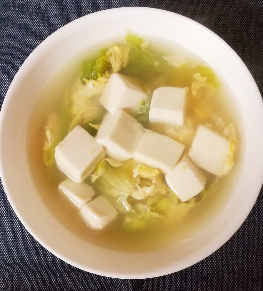 豆腐とレタスのかき玉スープの画像