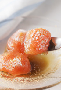 トマトわらび餅…ココナッツきな粉をかけて