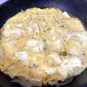 ミルフィーユ鍋のスープで作る豆腐の卵とじ