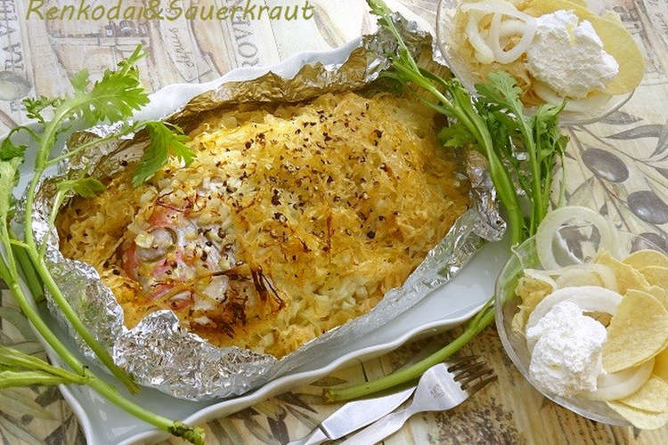 レンコ鯛とザワークラウトのホイル焼き レシピ 作り方 By 田舎の花曜日 クックパッド