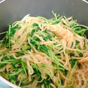 豆苗と切り干し大根のペペロンチーノ