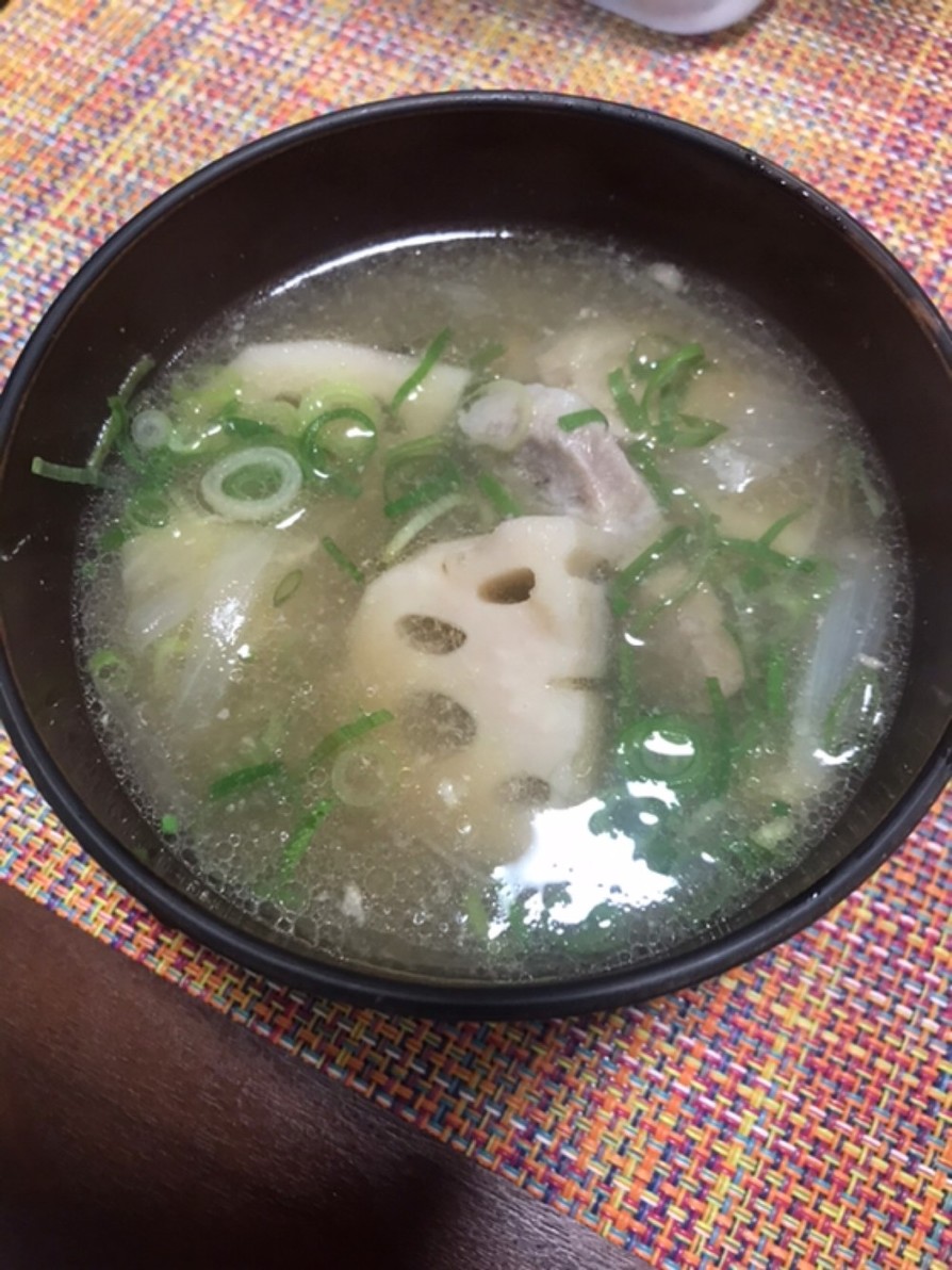 レンコンと豚肉の根菜ジンジャースープの画像