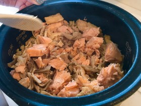 鮭ときのこと大葉の炊き込みご飯