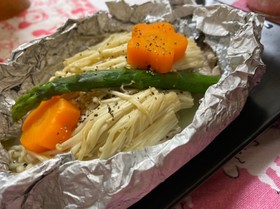 塩たらとキノコのホイル蒸し焼き.*✿
