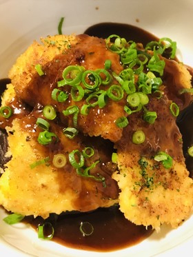鶏むね肉の炒め揚げカツ●味噌カツ風