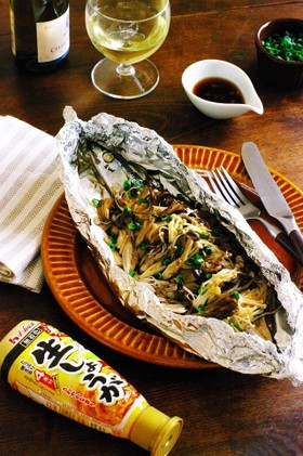 しょうがポン酢de秋刀魚と茸のホイル焼き