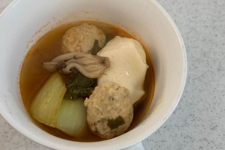 小松菜と肉団子のキムチスープ レシピ 作り方 By 食べてダイエット クックパッド