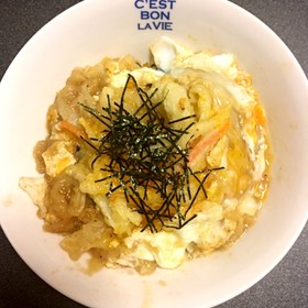 昨日の再利用大根皮かきあげ再利用とじ丼