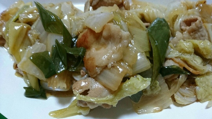 豚バラ肉と白菜とねぎの中華あんかけ炒めの画像