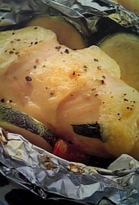 鶏肉とモッツァレラの簡単ホイル焼き