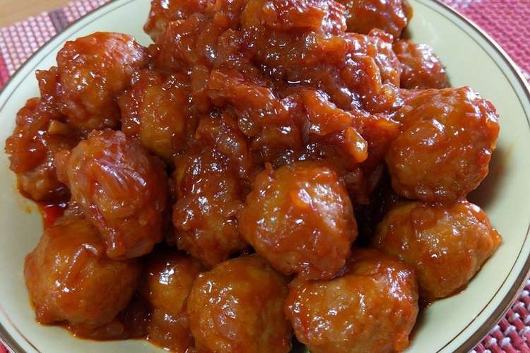 ミートボール 肉団子 ケチャップ煮炒め レシピ 作り方 By クック 白たんぽぽ クックパッド 簡単おいしいみんなのレシピが375万品