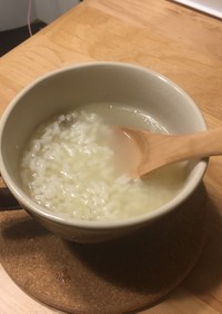 鍋の後の出汁で米から作る雑炊