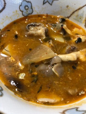 鯖缶とジャガイモの味噌汁ほっこりキムチ味