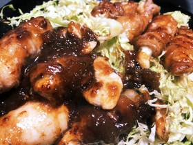 【バカ料理】鶏肉の豚肉巻き ぽん酢ソース