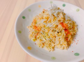糖質制限☆野沢菜としらすの白滝炒飯